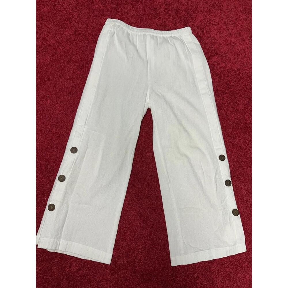 TooFan women’s Capri Linen Pants Size Medium White
